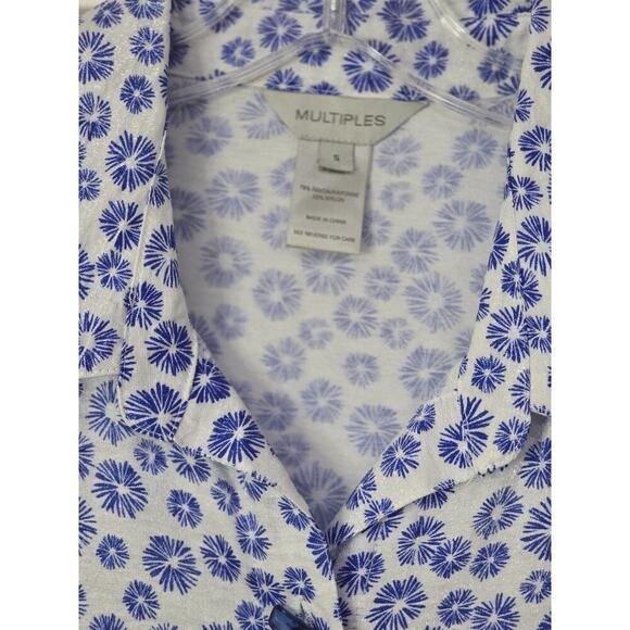 Multiples Women's Turn Up Cuff Sleeve Button Front Hi-lo Shirt Size Small Blue - Picture 5 of 6